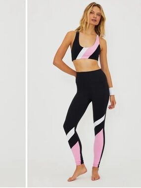 Beach Riot Black, Pink & White Colorblock Leggings